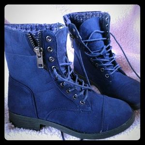 Navy blue combat style boots